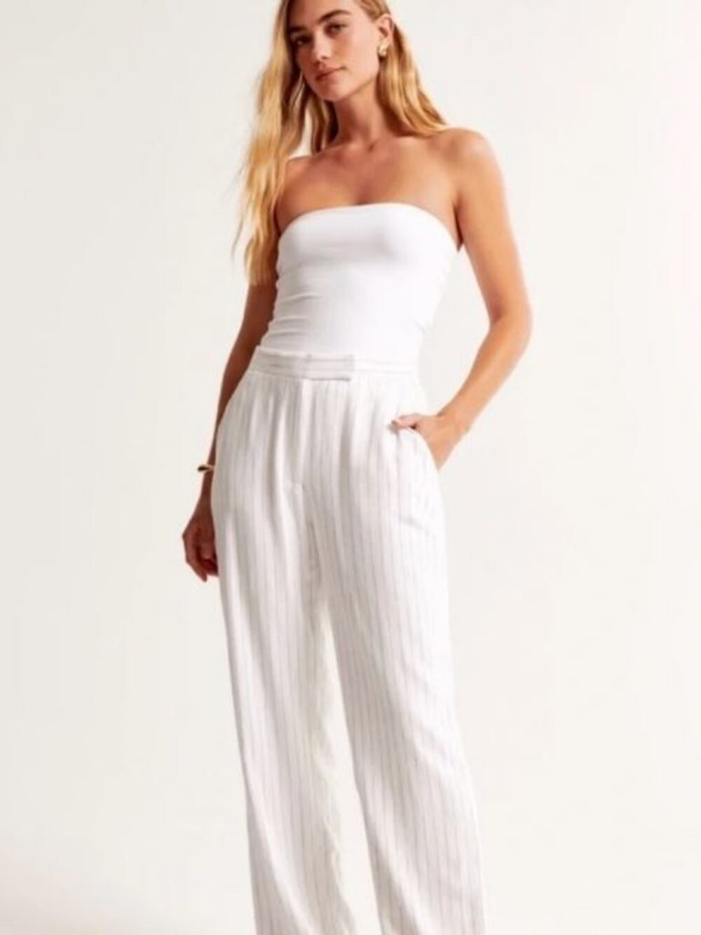 Abercrombie & Fitch Linen-Blend Tailored Straight Pants
